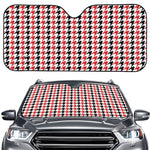 Red Black And White Houndstooth Print Car Windshield Sun Shade