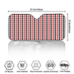Red Black And White Houndstooth Print Car Windshield Sun Shade