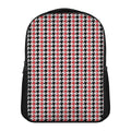 Red Black And White Houndstooth Print Casual Backpack
