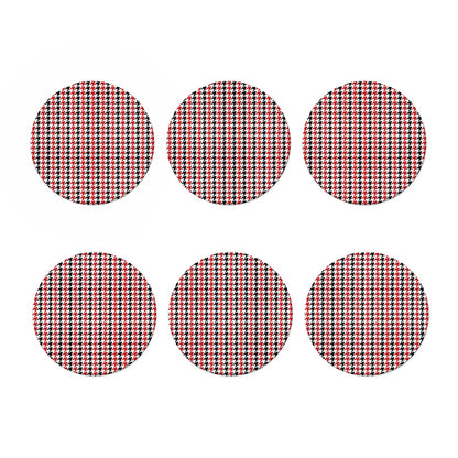 Red Black And White Houndstooth Print Coaster Set