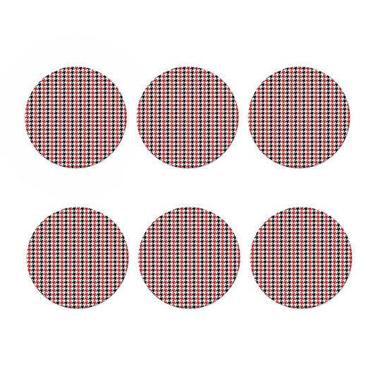 Red Black And White Houndstooth Print Coaster Set