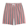 Red Black And White Houndstooth Print Cotton Shorts
