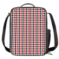 Red Black And White Houndstooth Print Crossbody Lunch Bag