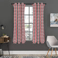 Red Black And White Houndstooth Print Grommet Curtain Panels