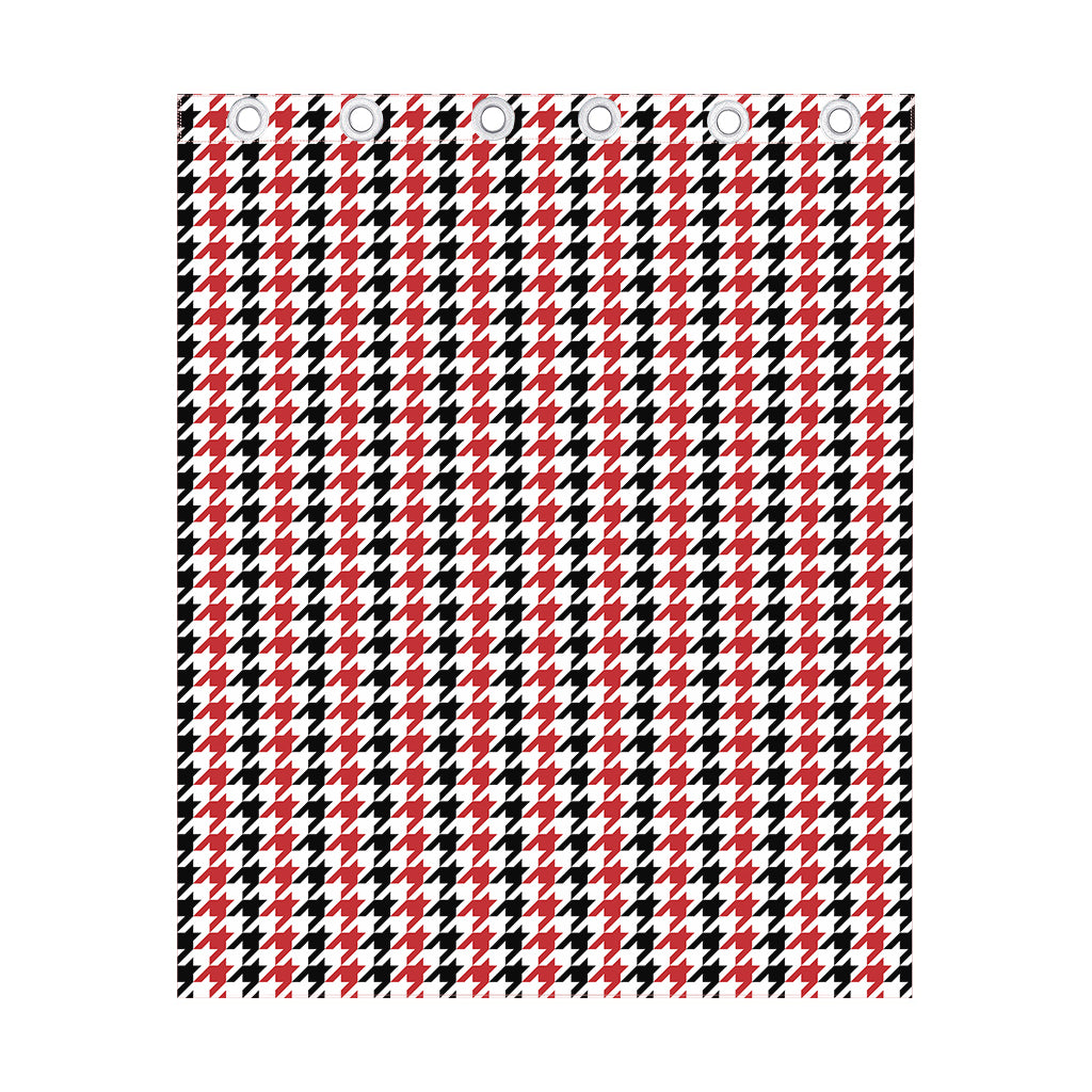 Red Black And White Houndstooth Print Curtain