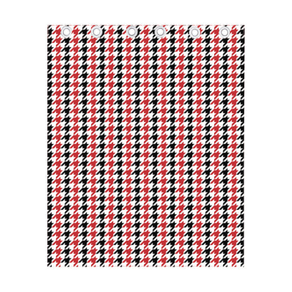 Red Black And White Houndstooth Print Curtain