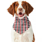 Red Black And White Houndstooth Print Dog Bandana
