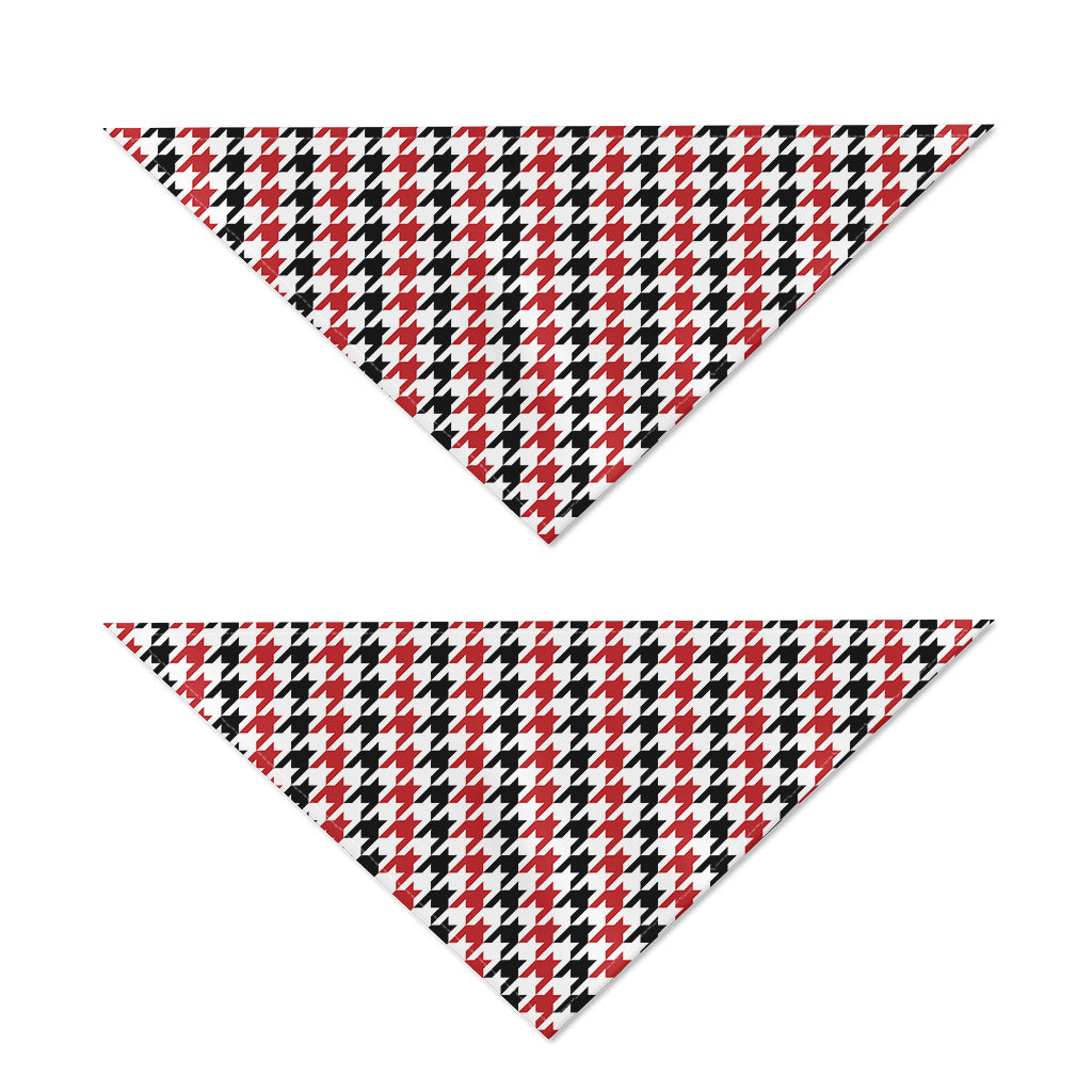 Red Black And White Houndstooth Print Dog Bandana