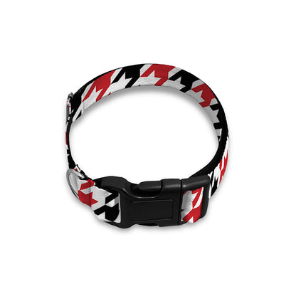 Red Black And White Houndstooth Print Dog Collar