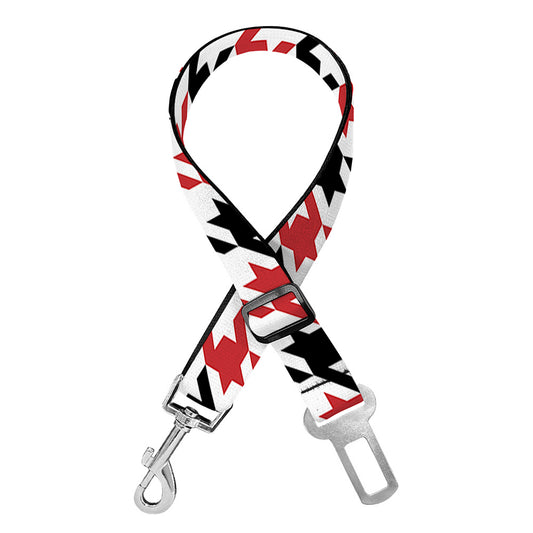 Red Black And White Houndstooth Print Dog Seat Belt