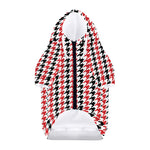 Red Black And White Houndstooth Print Dog Zip Up Hoodie
