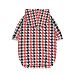 Red Black And White Houndstooth Print Dog Zip Up Hoodie