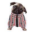 Red Black And White Houndstooth Print Dog Zip Up Jacket