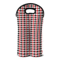 Red Black And White Houndstooth Print Double Neoprene Wine Tote