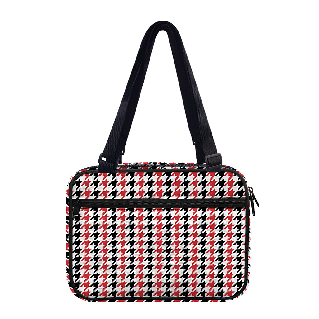 Red Black And White Houndstooth Print Double Strap Bible Bag