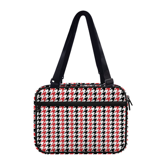 Red Black And White Houndstooth Print Double Strap Bible Bag