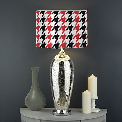Red Black And White Houndstooth Print Drum Lamp Shade