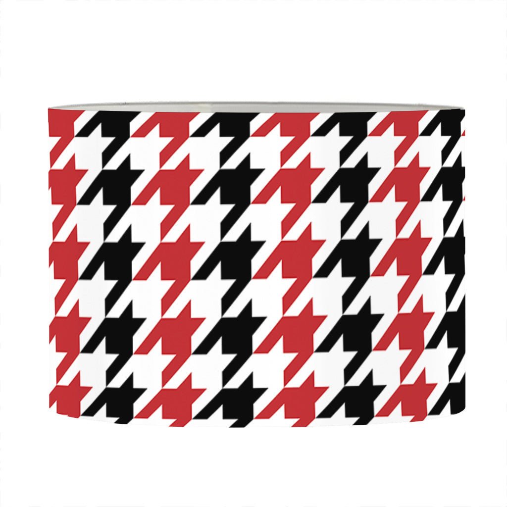 Red Black And White Houndstooth Print Drum Lamp Shade