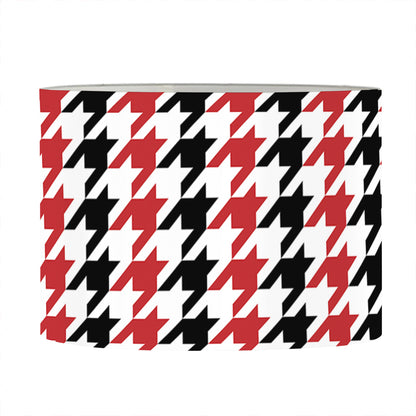 Red Black And White Houndstooth Print Drum Lamp Shade