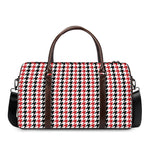 Red Black And White Houndstooth Print Duffle Bag