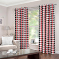 Red Black And White Houndstooth Print Extra Wide Grommet Curtains