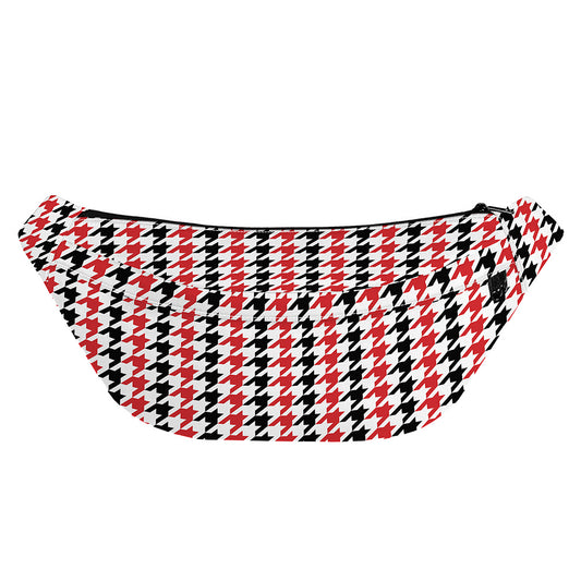 Red Black And White Houndstooth Print Fanny Pack