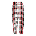 Red Black And White Houndstooth Print Fleece Lined Knit Pants