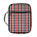 Red Black And White Houndstooth Print Front Pocket Bible Bag