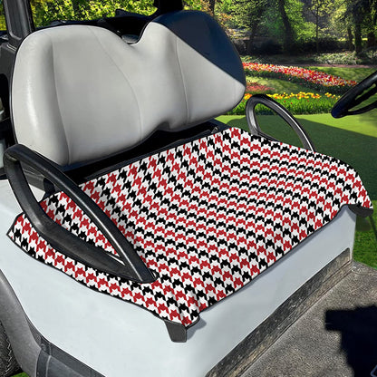Red Black And White Houndstooth Print Golf Cart Seat Cover