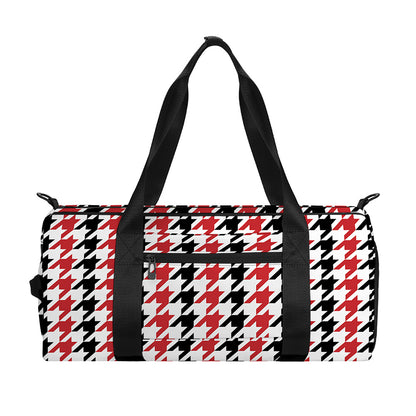 Red Black And White Houndstooth Print Gym Bag