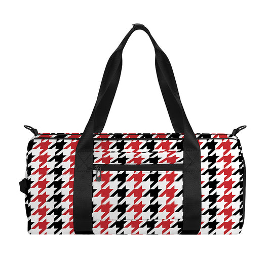 Red Black And White Houndstooth Print Gym Bag