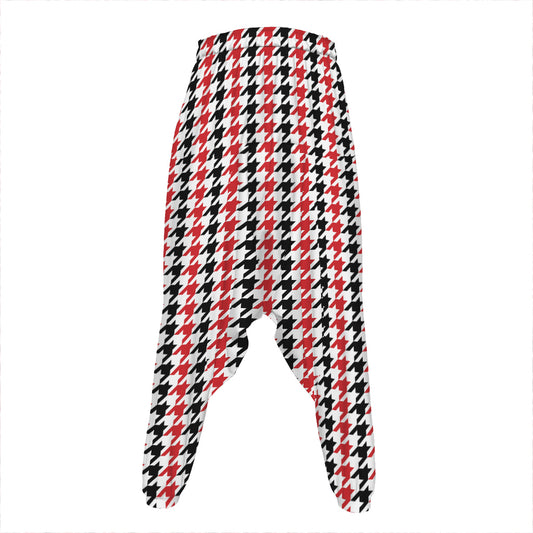 Red Black And White Houndstooth Print Hammer Pants