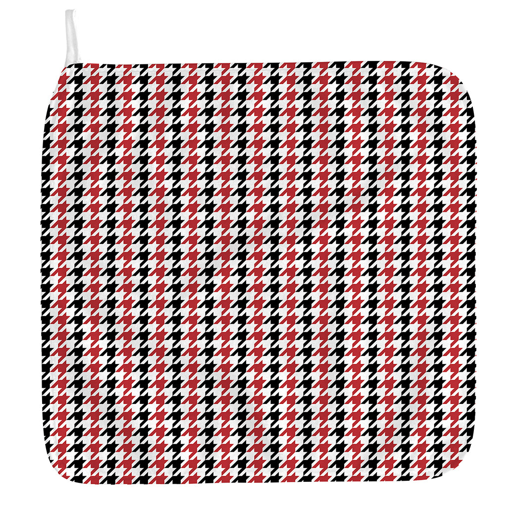 Red Black And White Houndstooth Print Hand Towel