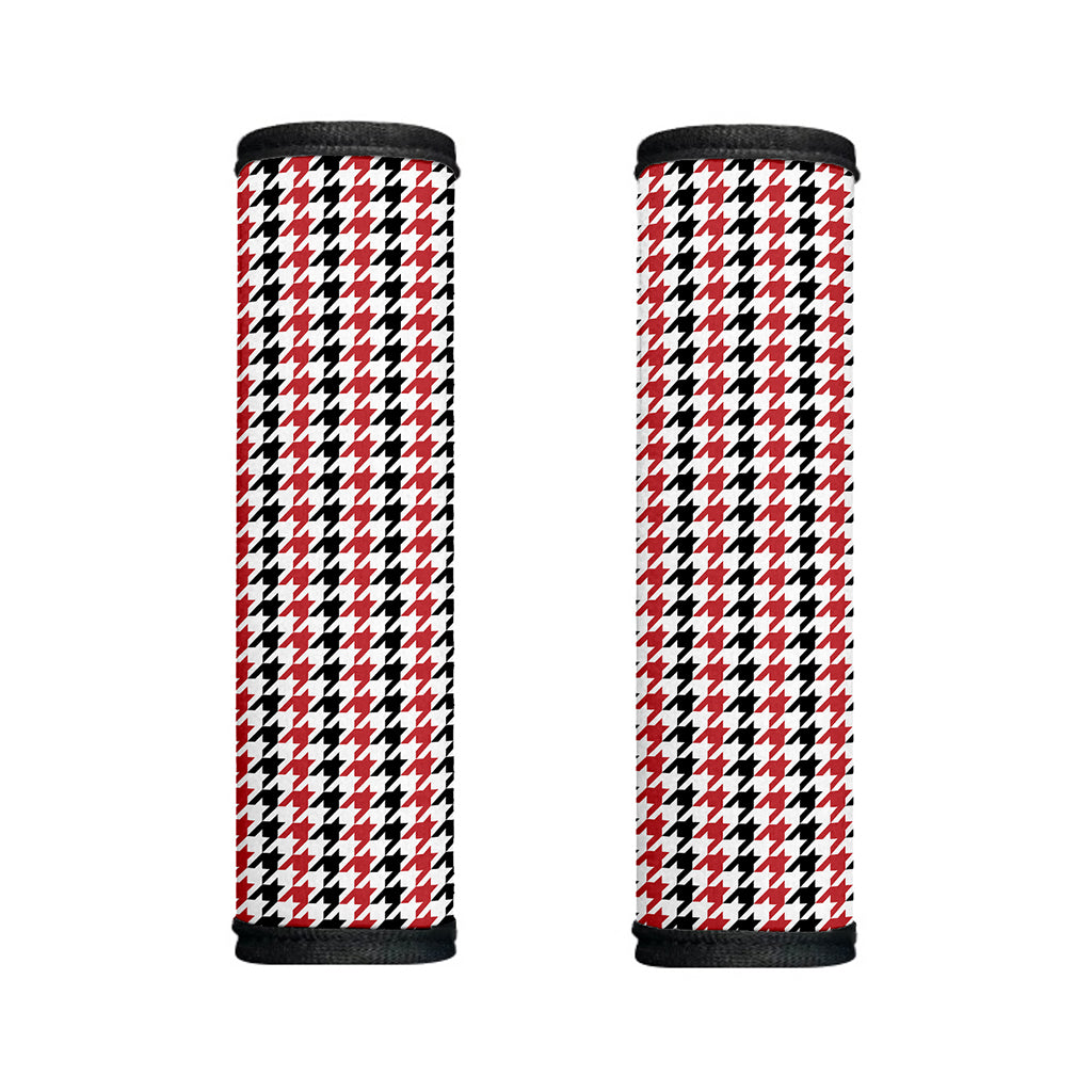 Red Black And White Houndstooth Print Handle Covers