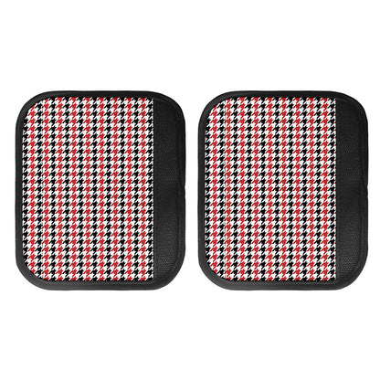 Red Black And White Houndstooth Print Handle Covers