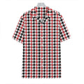 Red Black And White Houndstooth Print Hawaiian Shirt