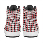 Red Black And White Houndstooth Print High Top Leather Sneakers