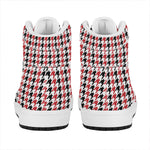 Red Black And White Houndstooth Print High Top Leather Sneakers