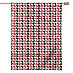 Red Black And White Houndstooth Print House Flag