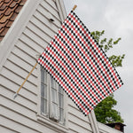 Red Black And White Houndstooth Print House Flag