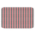 Red Black And White Houndstooth Print Indoor Door Mat