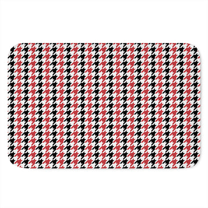 Red Black And White Houndstooth Print Indoor Door Mat