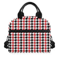 Red Black And White Houndstooth Print Insulated Lunch Bag