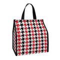 Red Black And White Houndstooth Print Insulated Lunch Tote