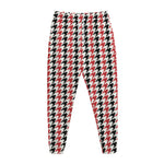 Red Black And White Houndstooth Print Jogger Pants