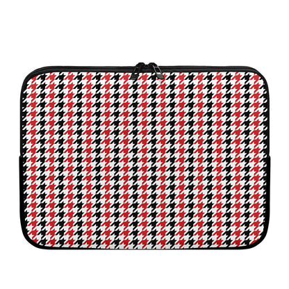 Red Black And White Houndstooth Print Laptop Sleeve