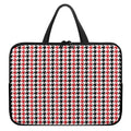 Red Black And White Houndstooth Print Laptop Sleeve With Handle