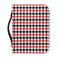 Red Black And White Houndstooth Print Leather Bible Cover