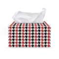 Red Black And White Houndstooth Print Leather Tissue Box Cover