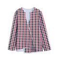Red Black And White Houndstooth Print Long Sleeve Short Coat
